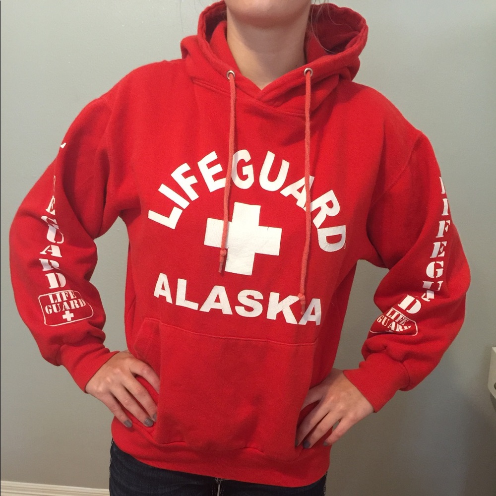 Red Life Guard Alaska Hoodie. Size S