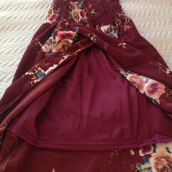 UP TO XXL!  Sexy Burgandy Off shoulder Floral Maxi - Picture 6 of 6