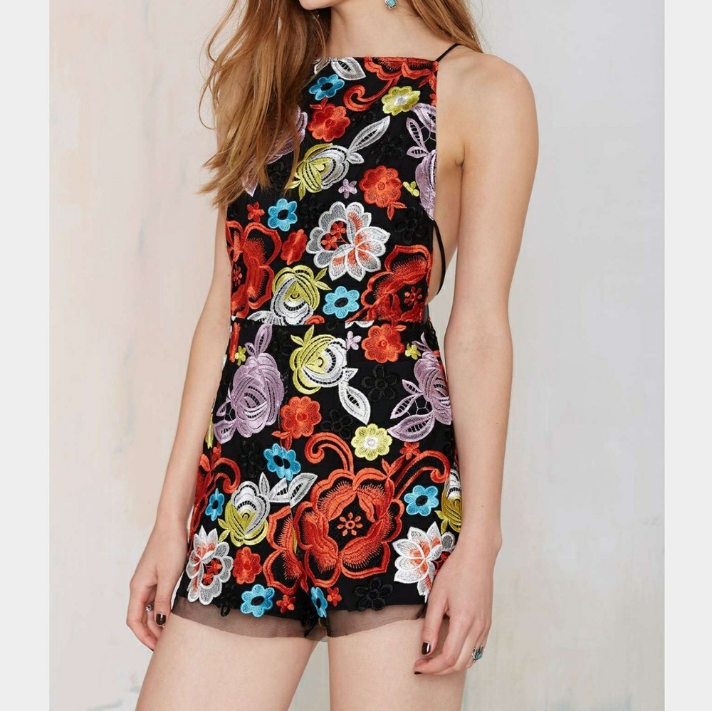 Nasty Gal Rosanna Lace Embroidered Romper