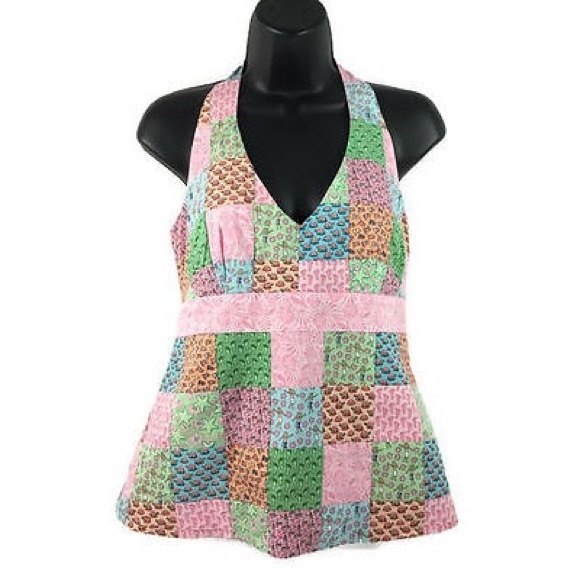 Vineyard Vines Tops - Vineyard Vines Size 8 Halter Top Patchwork Cotton