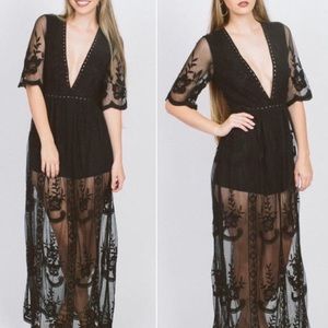 Black Lace Maxi Romper