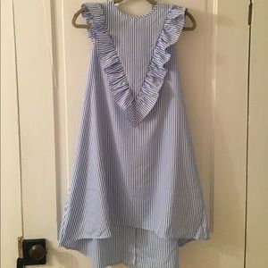 Blue & White Stripe High Low Dress. Small. NWOT.