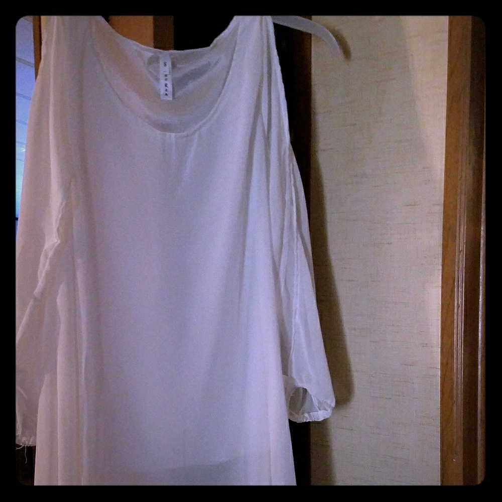 Chiffon Dress White Sheer Sz S