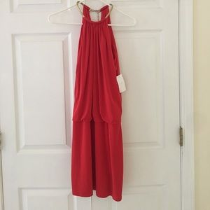 NWT Jessica Simpson red dress with gold neck clasp