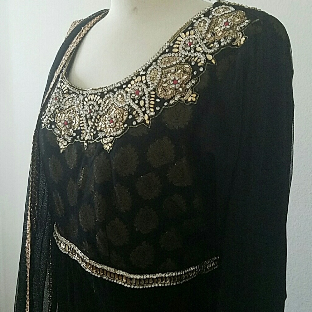 Indian bollywood black anarkali gown