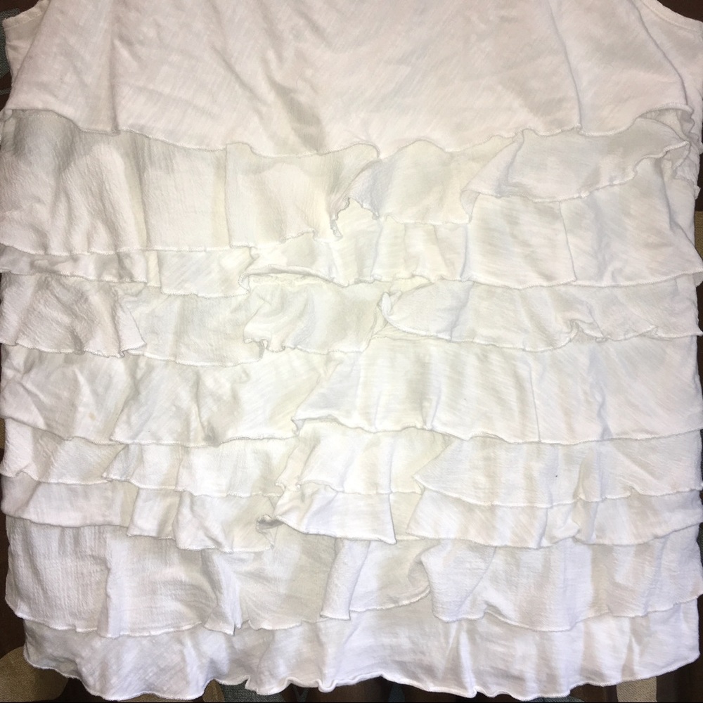 ANN TAYLOR LOFT Sleeveless White Tank Top Dressy Ruffles Casual Juniors Size XL - Picture 4 of 10