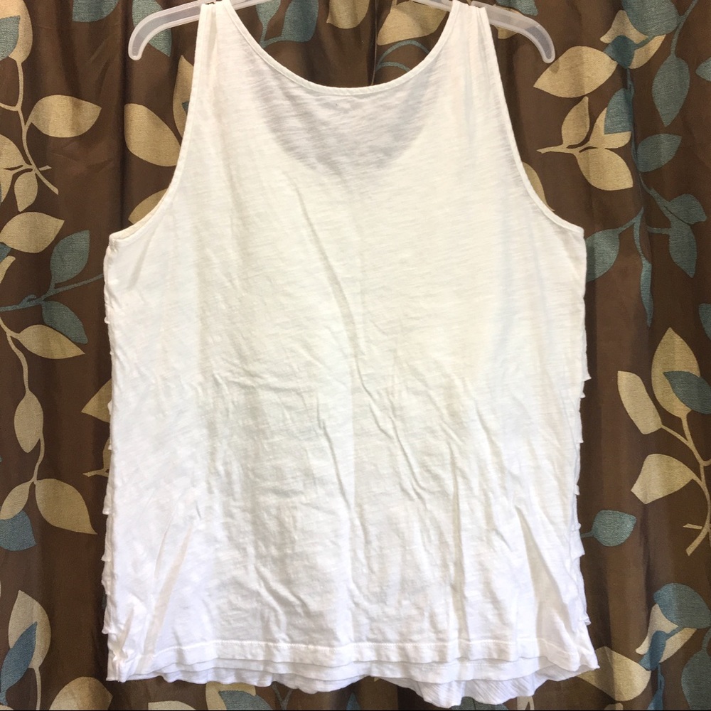 ANN TAYLOR LOFT Sleeveless White Tank Top Dressy Ruffles Casual Juniors Size XL - Picture 7 of 10