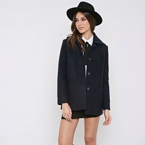 Topstitched Wool-Blend Overcoat