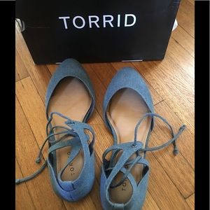 Torrid size 11 denim blue ballet flats