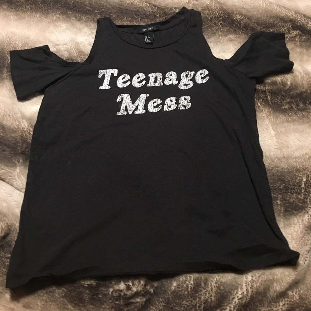 Black shoulder-less top