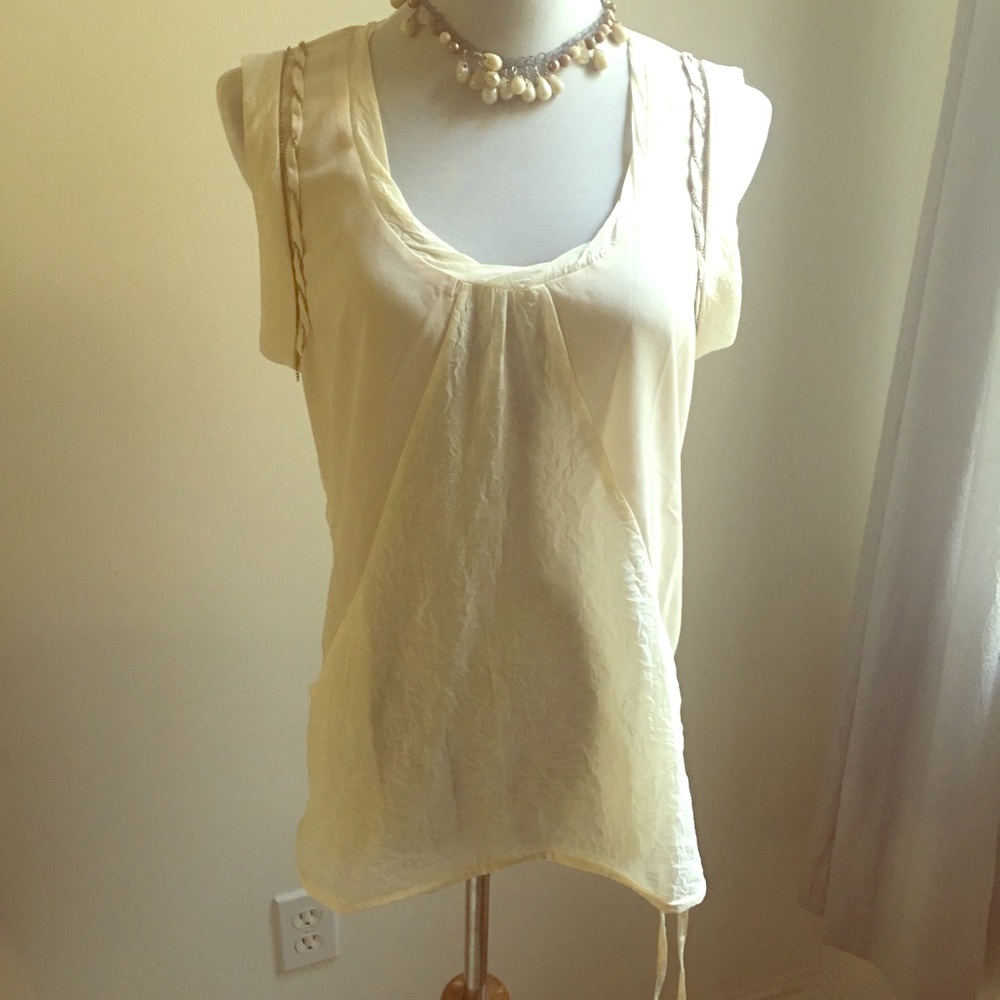 NWOT Crepe material shirt with silver detailing