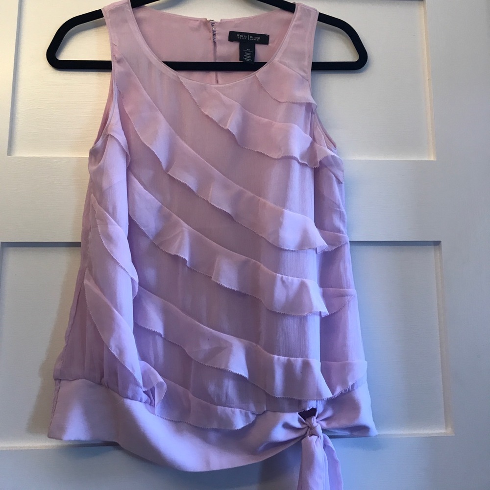 Light live/pink color, airy ruffle top
