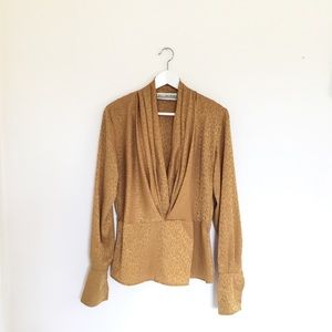 Vintage gold silk long sleeve blouse