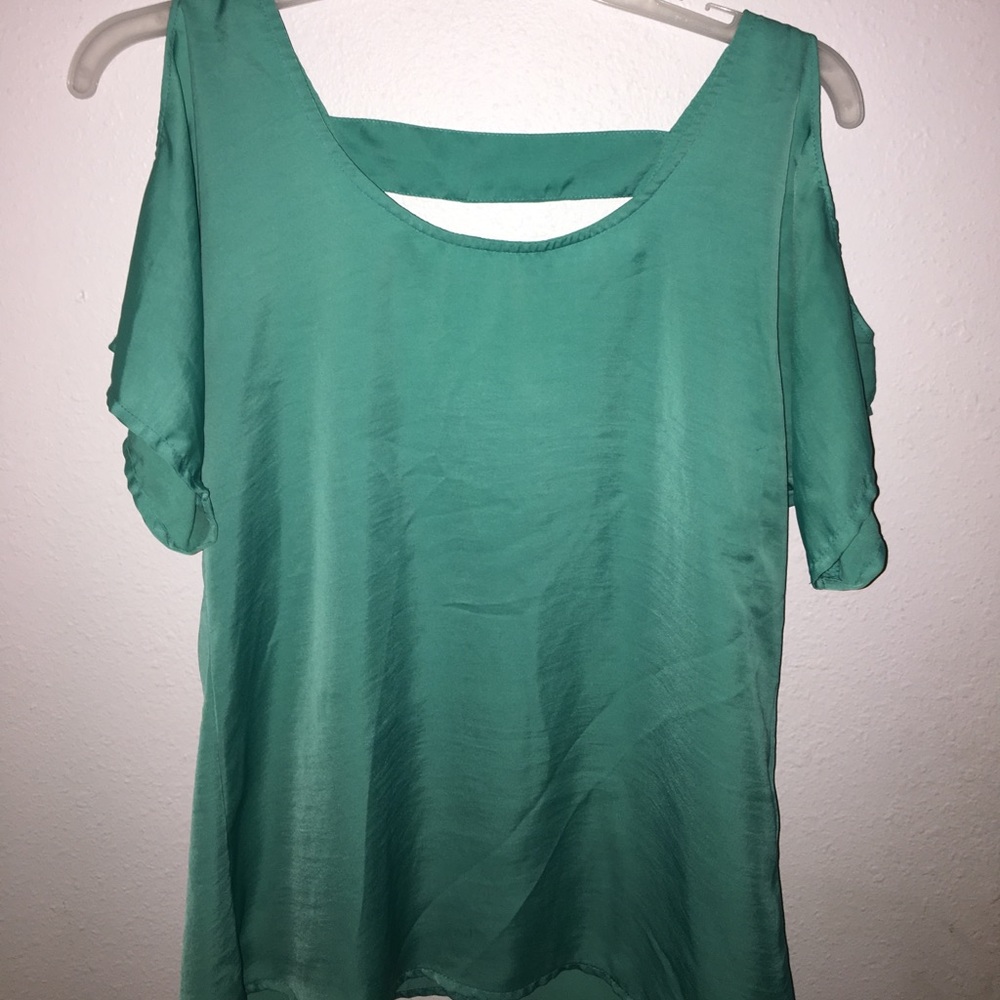 Blue colored cold shoulder blouse