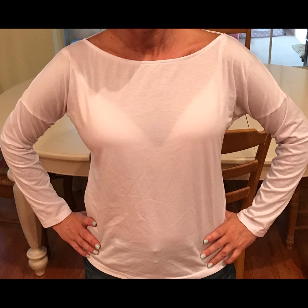 Never worn white criss cross back top