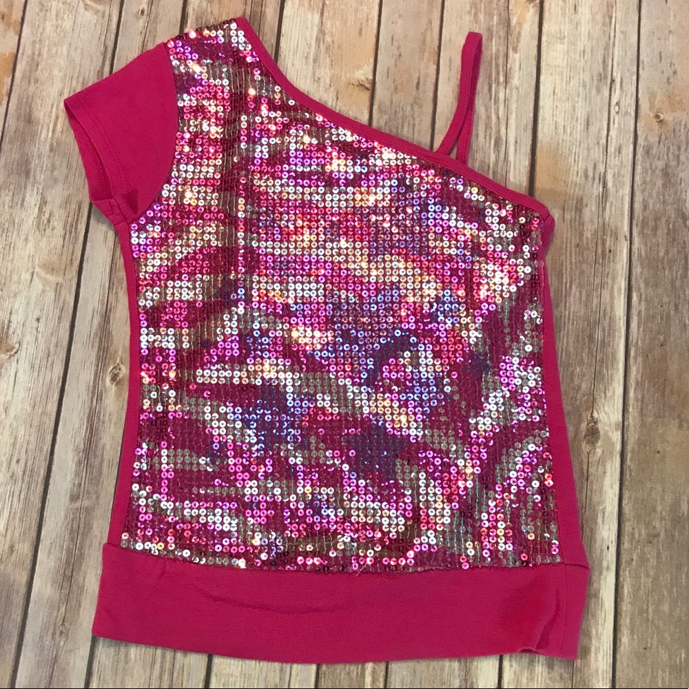 Girls Pink Sparkle T-Shirt, Size 7/8
