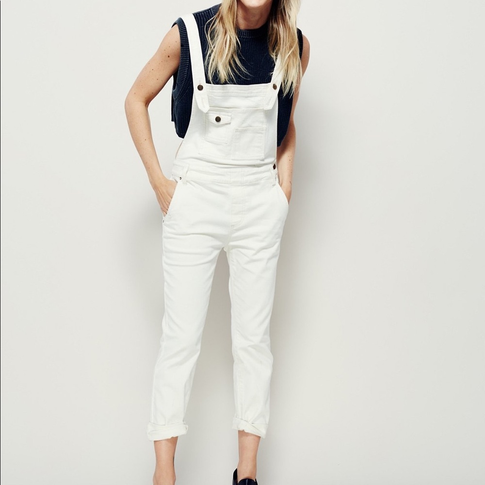 White Free People Overalls