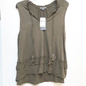 BNWT khaki green cotton, sleeveless top