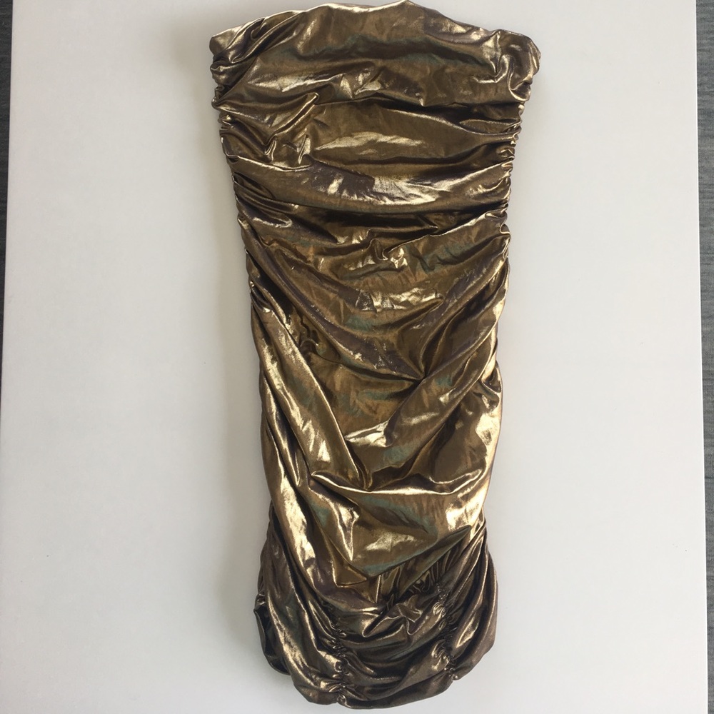 Gold tube top dress