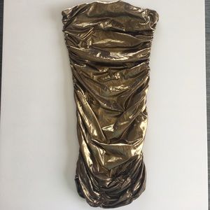 Gold tube top dress