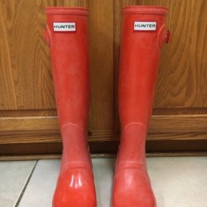 Hunter Orange Rain Boots size 9