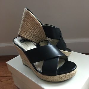 Anne Klein Waleigh Espadrille Wedge, Black SZ 6