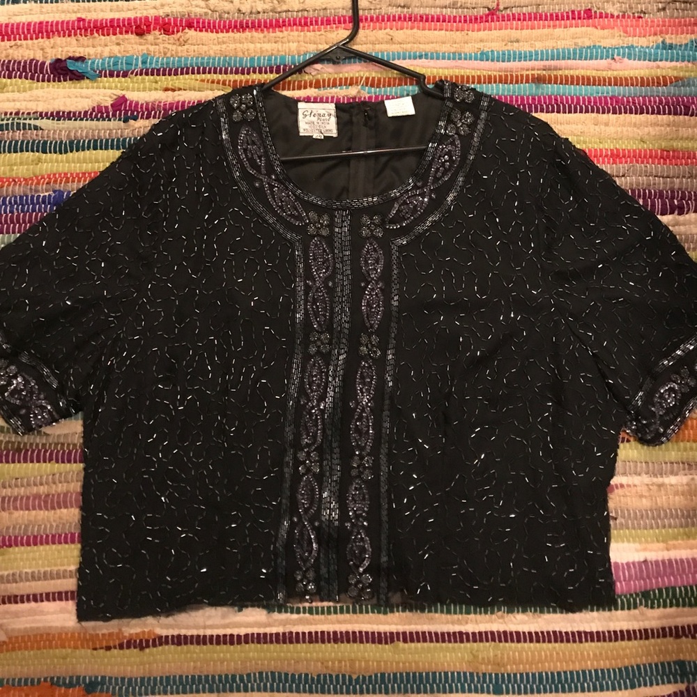 Vintage black beaded blouse