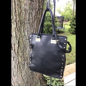 Olivia + Joy Black/Gold Stud Shoulder Bag