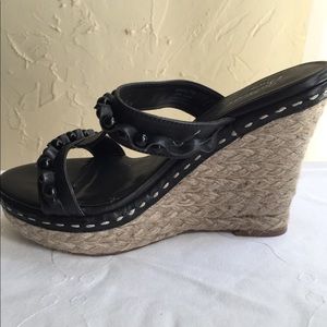 Zodiac Leather Black Wedges 7M