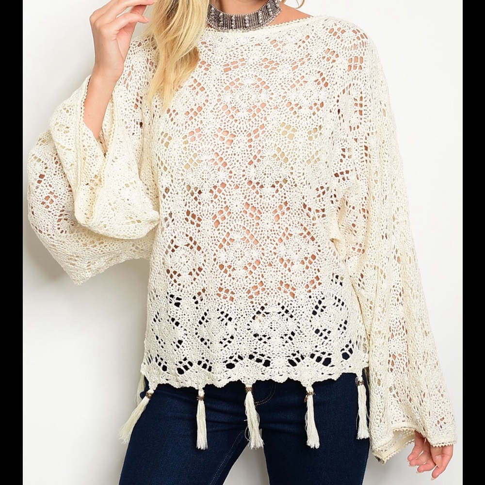 🎈SALE🎈Crotchet Knit Top Crochet Lace