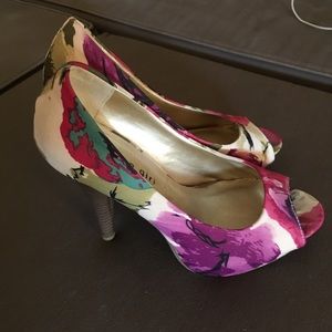 Floral open toed heels