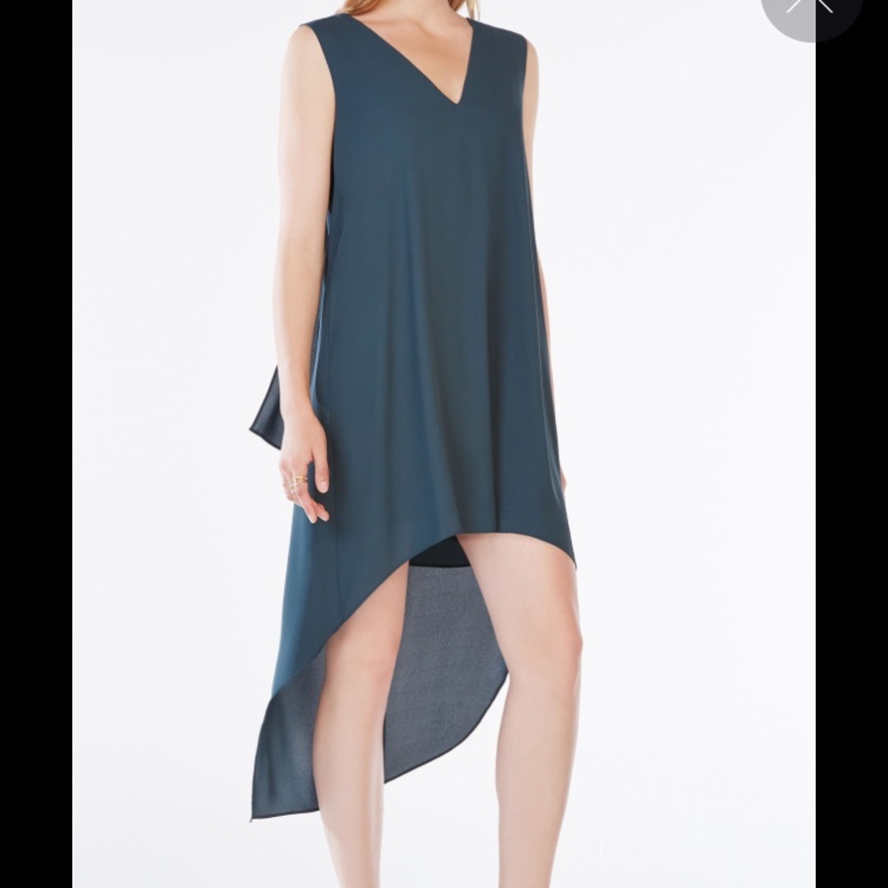 BCBG green draped high-low cocktail dress