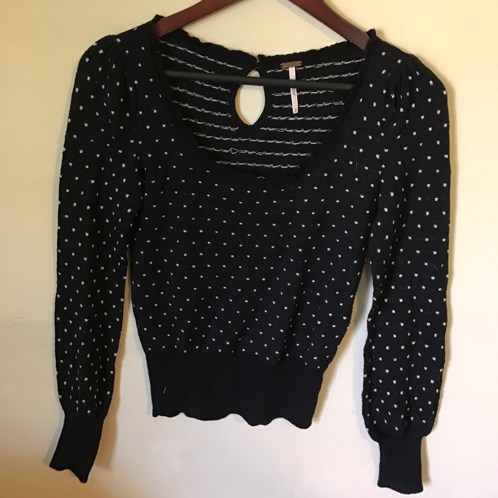 Free People vintage inspired polka dot sweater - S