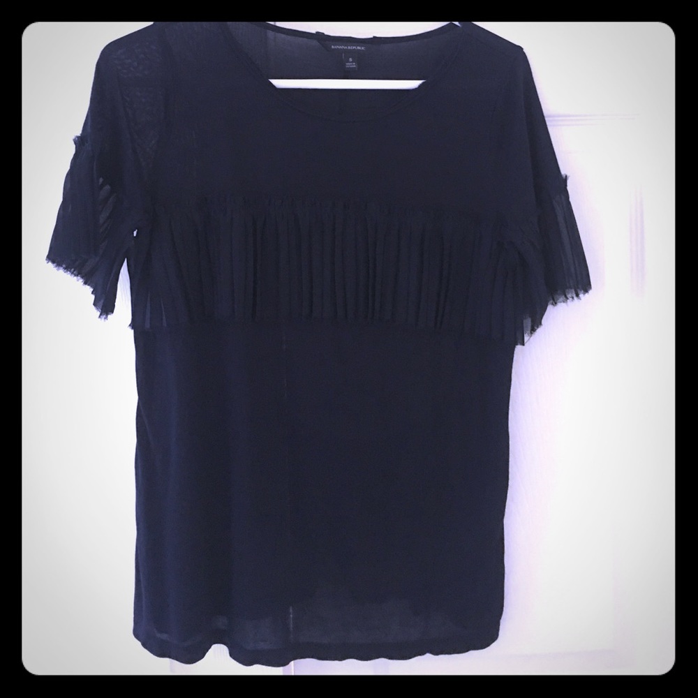 Navy BR ruffle blouse - cotton and chiffon