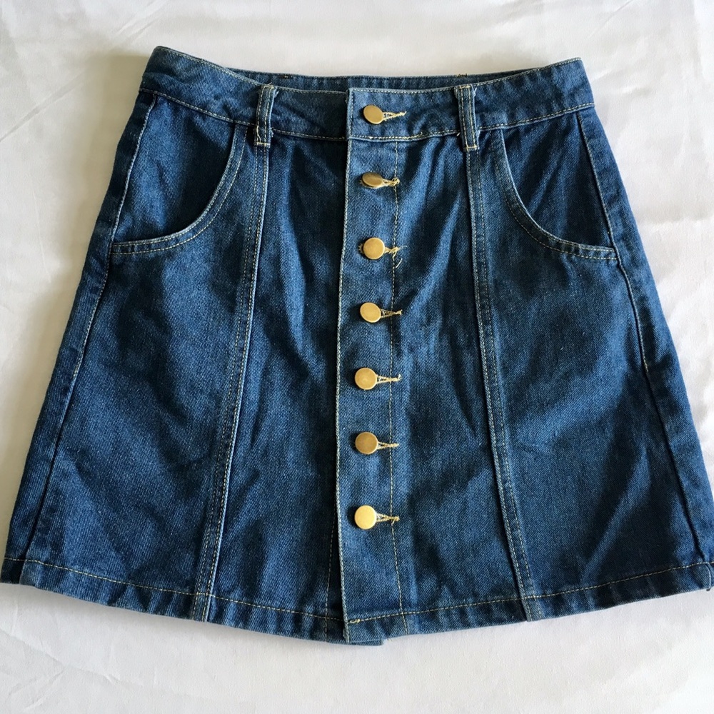 Button Up Denim Skirt