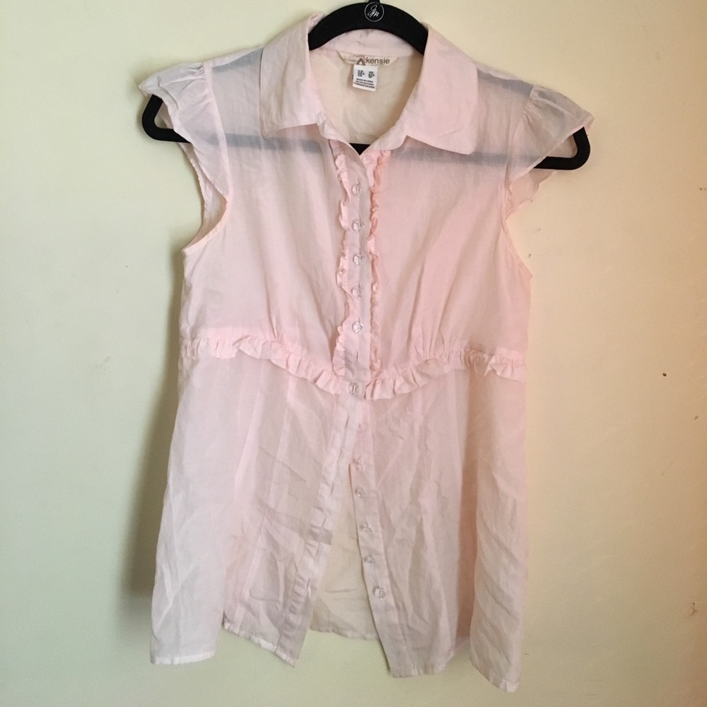 Ladies Soft Pink Button Up