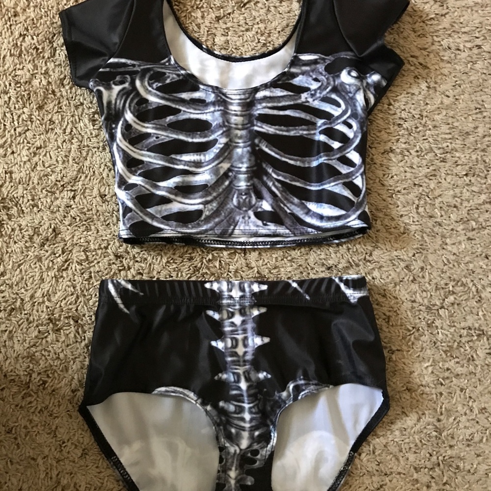 Two piece skull rave outfit