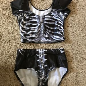 Two piece skull rave outfit