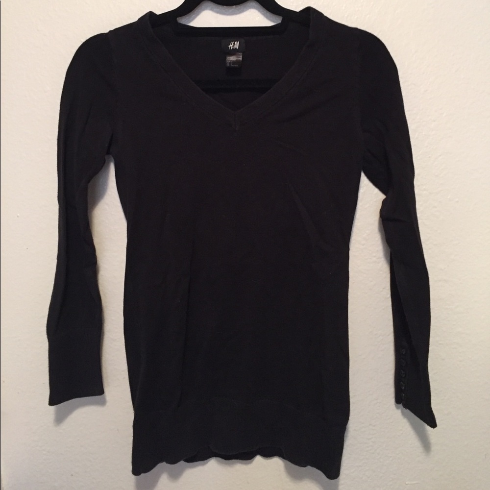 Fine-Knit V-Neck Sweater