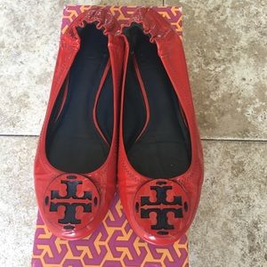 Like New! Tory Burch Red Patent Leather Flats 6