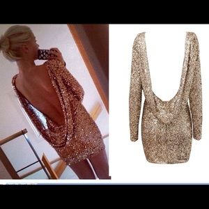 Backless Gold Sequin Dress
