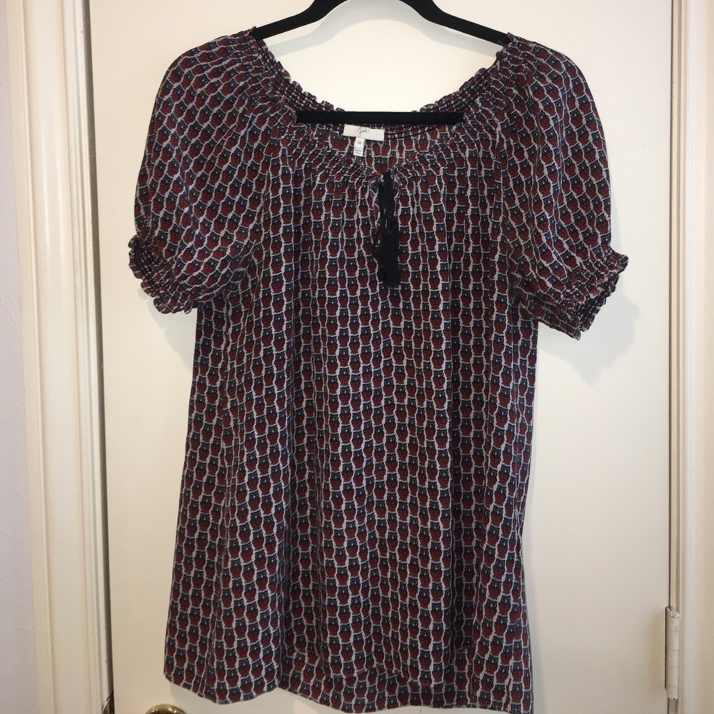 Joie Owl Short Sleeve Blouse