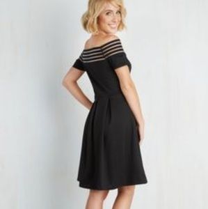 Strike Up the Grand Off the Shoulder Dress