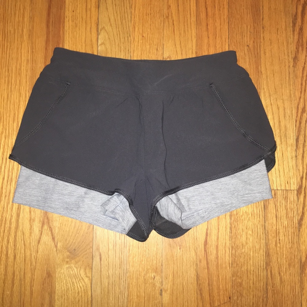 Grey north face running shorts