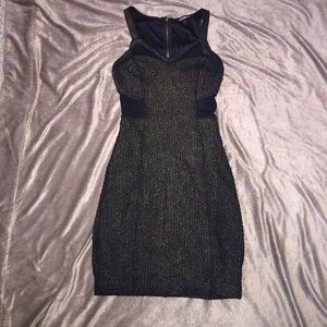 Express black and gold body con dress