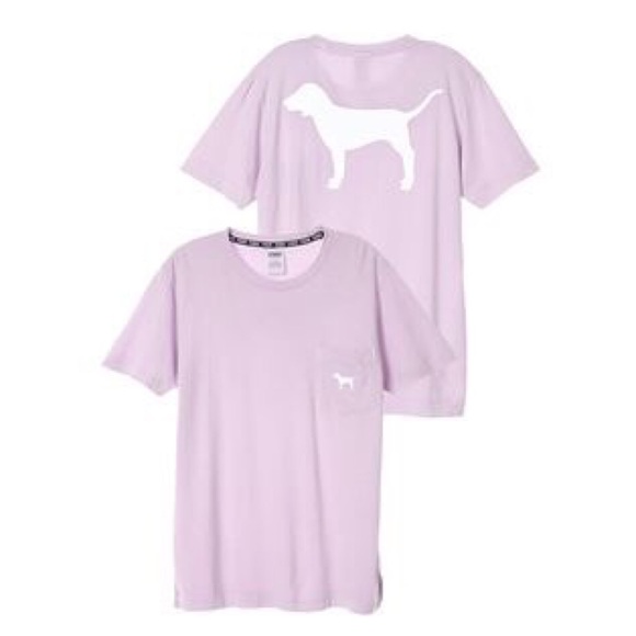 PINK Victoria's Secret Tops - VS PINK Purple Campus Short Sleeve Tee