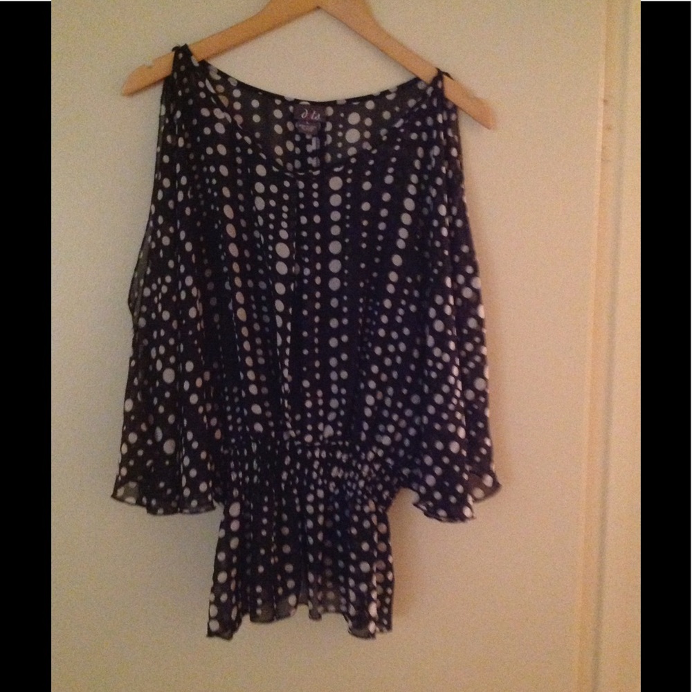 Ladies sheer polka dot blouse