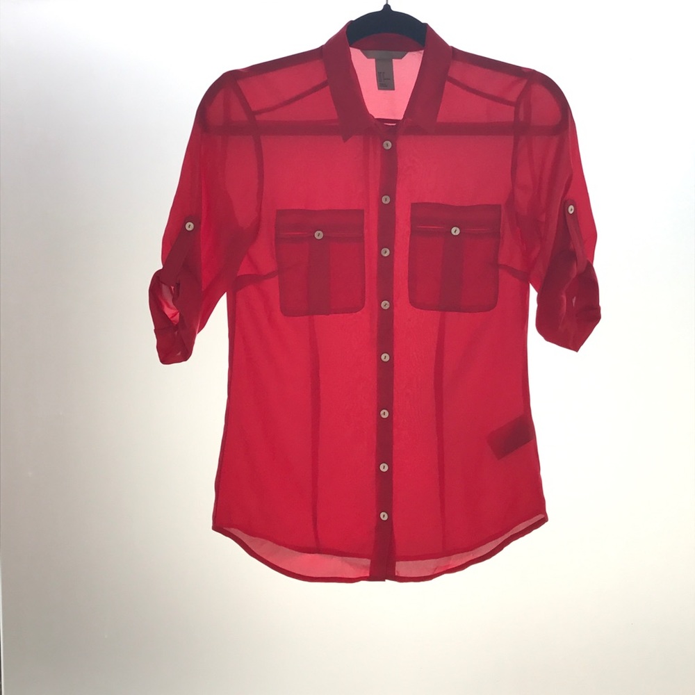 H&M Women's Pink Button Blouse - SZ 2