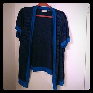 Stripped Teal/Black Short Sleeve Shrug