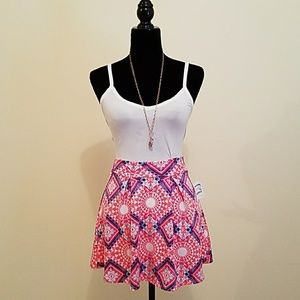 Hot pink tribal print skater mini skirt! NWT
